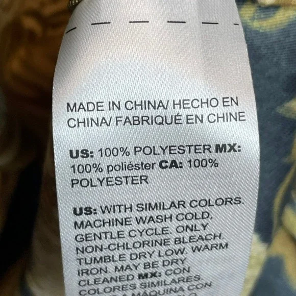 Chicos Sz 3 16/18 Long Sleeve Button Up Shirt Animal Floral Boho Gold Black Blue - Picture 6 of 9